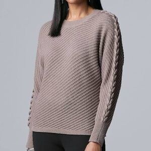 Simply Vera Vera Wang sweater braided sleeve purple Large